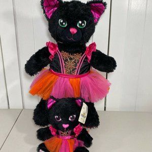 Build a Bear Halloween Night Magic Black Pink Cat w/ Dress & Smallfry - OOAK